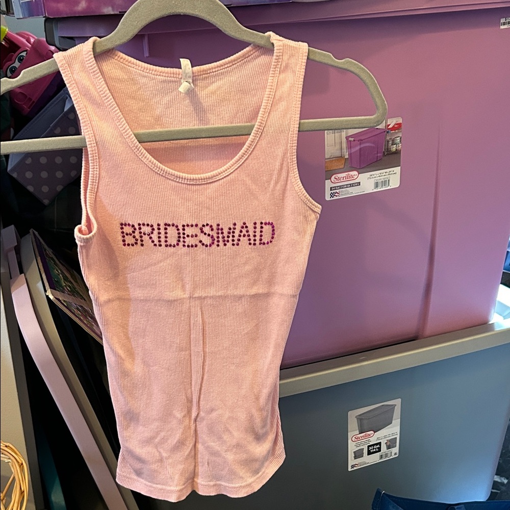 Elegant Pink Bridesmaid Tank Top